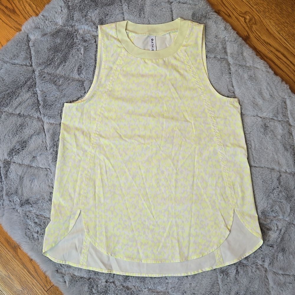 Athleta Neon Yellow Printed Tank Top, Women's Extra Small, Great Condition
